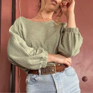 Anthropologie Arya Balloon Sleeve slightly cropped sweater